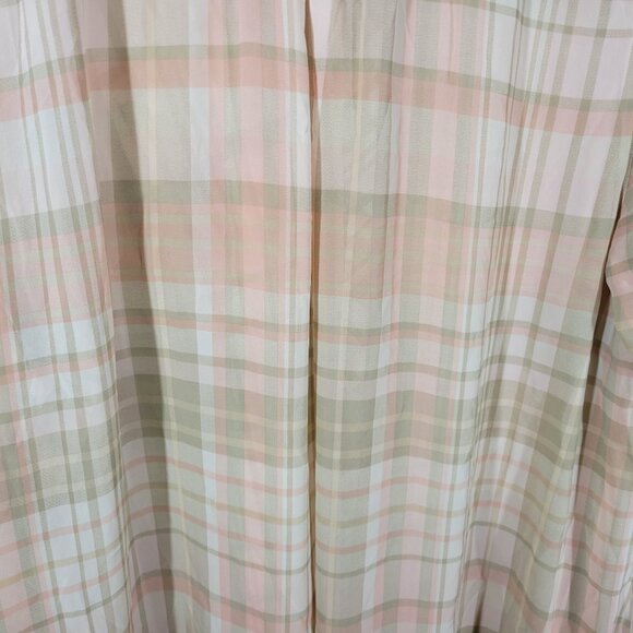 Catherines Womens Dress 3X Plus Button Up Pink Tan Plaid Sheer PLA10E - Picture 8 of 10